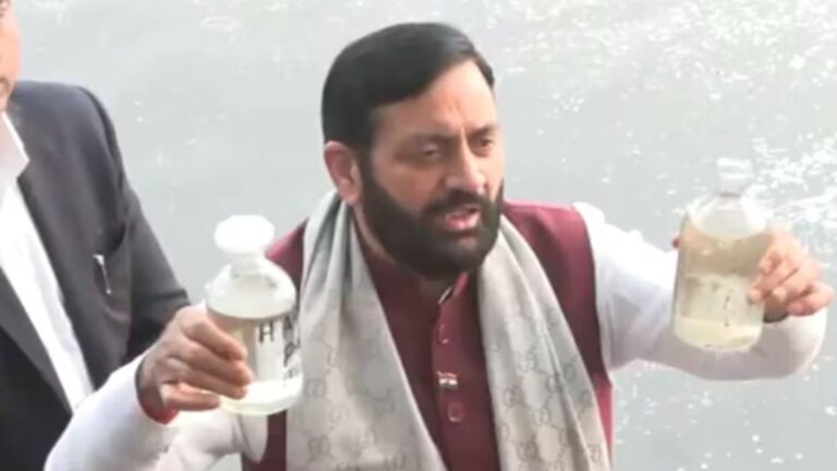 cm nayab saini shows yamuna water